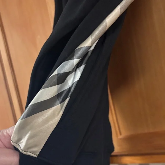 Burberry Black cotton blend track Jacket with Plaid XXL size 20 “pit to pit - Picture 4 of 14